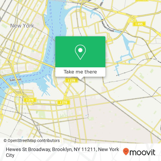 Mapa de Hewes St Broadway, Brooklyn, NY 11211
