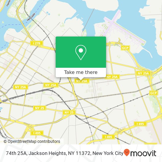 74th 25A, Jackson Heights, NY 11372 map