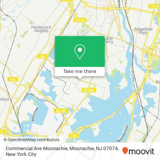 Mapa de Commercial Ave Moonachie, Moonachie, NJ 07074