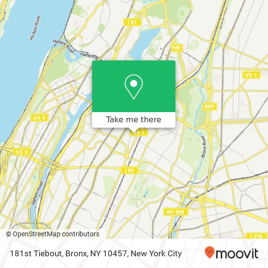 Mapa de 181st Tiebout, Bronx, NY 10457