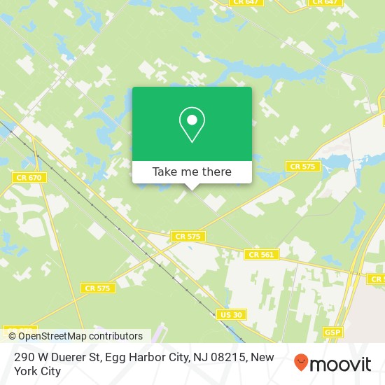 Mapa de 290 W Duerer St, Egg Harbor City, NJ 08215