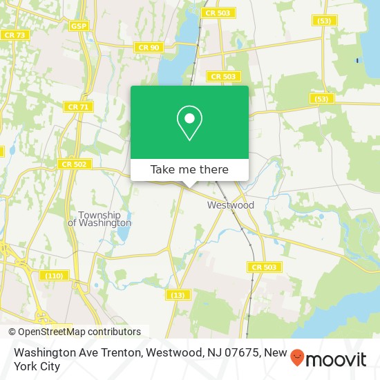 Mapa de Washington Ave Trenton, Westwood, NJ 07675