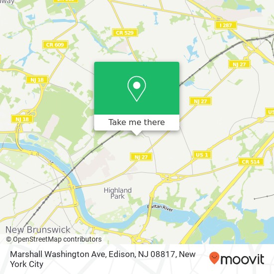 Marshall Washington Ave, Edison, NJ 08817 map