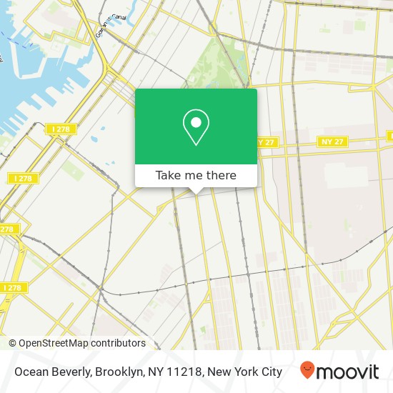 Mapa de Ocean Beverly, Brooklyn, NY 11218