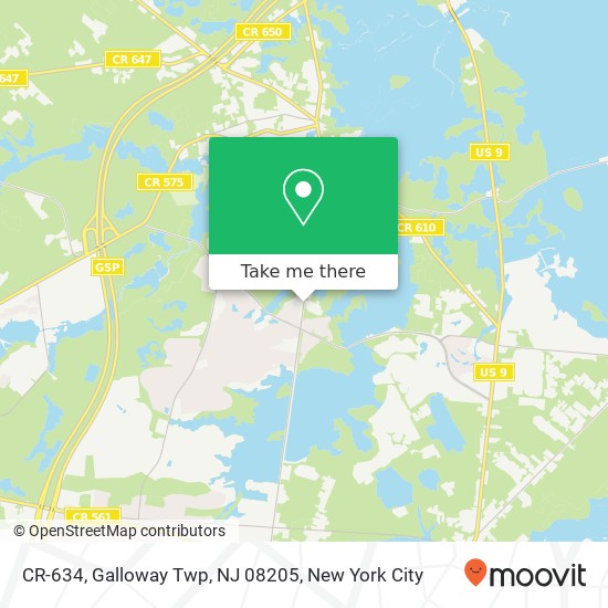 CR-634, Galloway Twp, NJ 08205 map