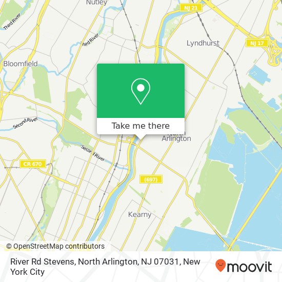 Mapa de River Rd Stevens, North Arlington, NJ 07031