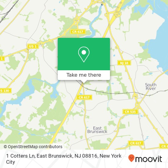 Mapa de 1 Cotters Ln, East Brunswick, NJ 08816