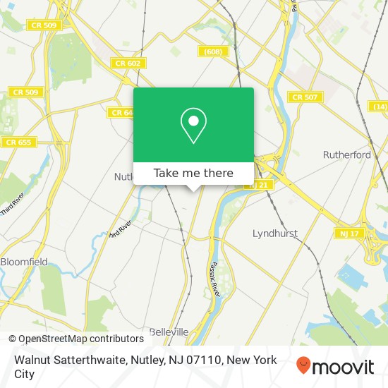 Mapa de Walnut Satterthwaite, Nutley, NJ 07110
