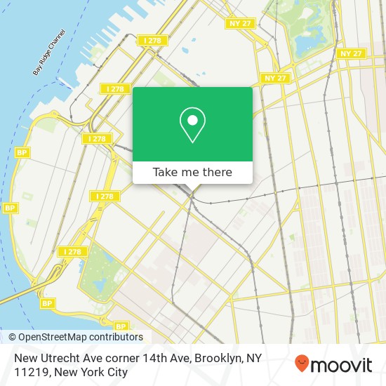 New Utrecht Ave corner 14th Ave, Brooklyn, NY 11219 map