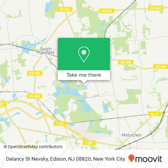 Mapa de Delancy St Nevsky, Edison, NJ 08820