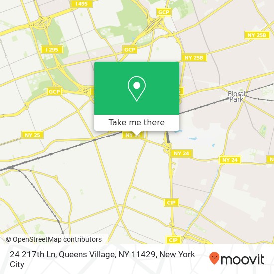 Mapa de 24 217th Ln, Queens Village, NY 11429