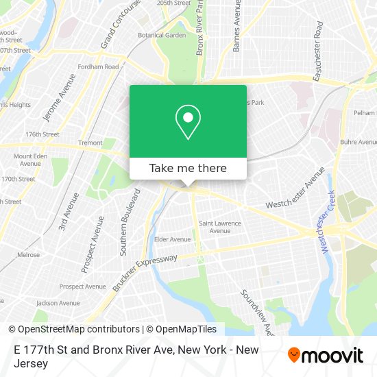 E 177th St and Bronx River Ave map