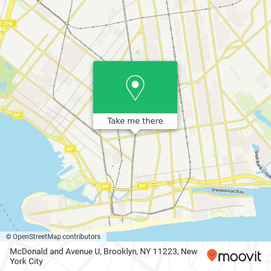 Mapa de McDonald and Avenue U, Brooklyn, NY 11223