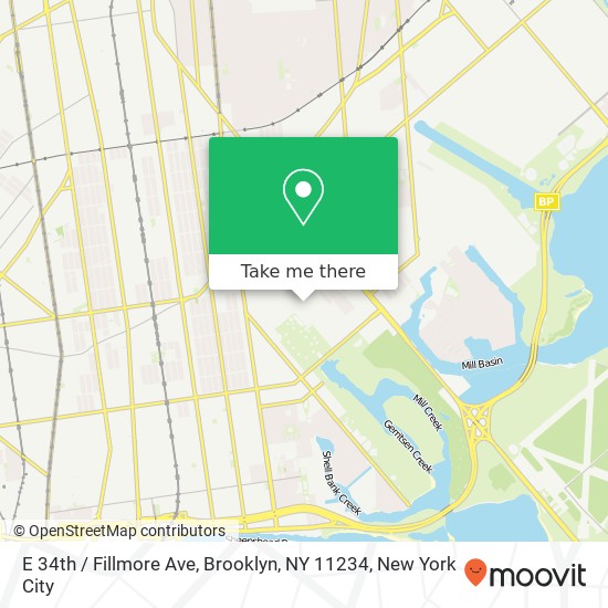 Mapa de E 34th / Fillmore Ave, Brooklyn, NY 11234