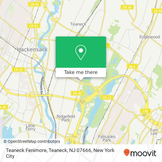 Mapa de Teaneck Fenimore, Teaneck, NJ 07666