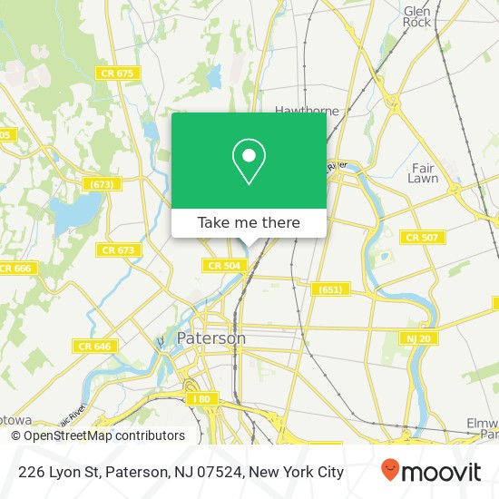 Mapa de 226 Lyon St, Paterson, NJ 07524