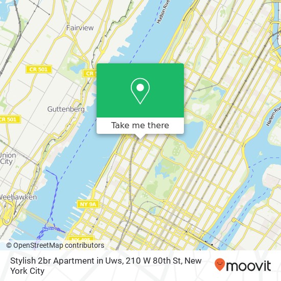 Mapa de Stylish 2br Apartment in Uws, 210 W 80th St