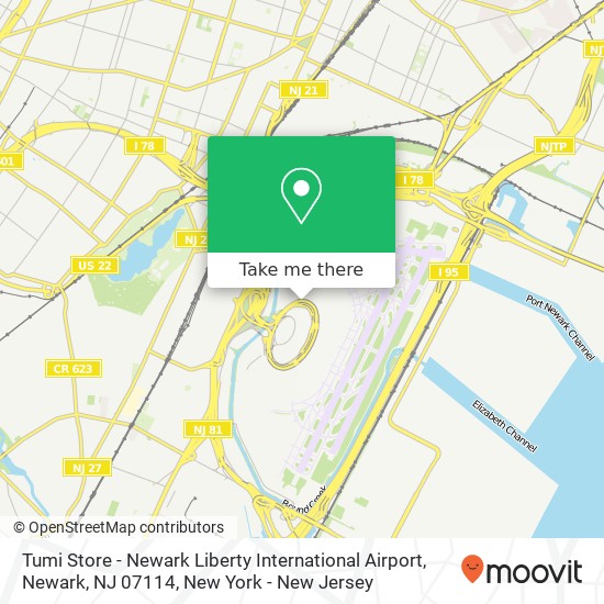 Mapa de Tumi Store - Newark Liberty International Airport, Newark, NJ 07114