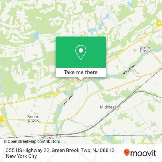 Mapa de 355 US Highway 22, Green Brook Twp, NJ 08812