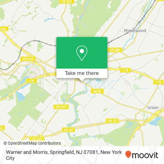 Mapa de Warner and Morris, Springfield, NJ 07081