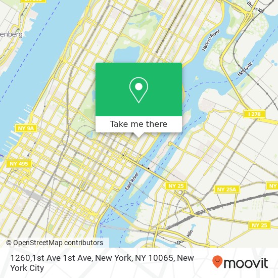 Mapa de 1260,1st Ave 1st Ave, New York, NY 10065