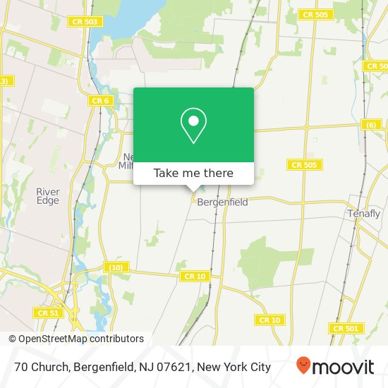 Mapa de 70 Church, Bergenfield, NJ 07621