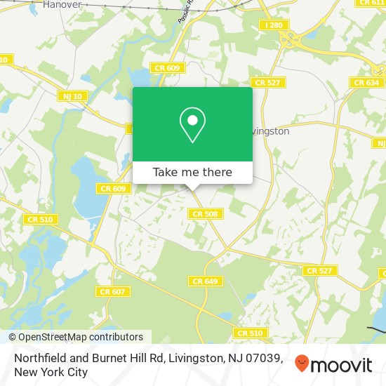 Northfield and Burnet Hill Rd, Livingston, NJ 07039 map