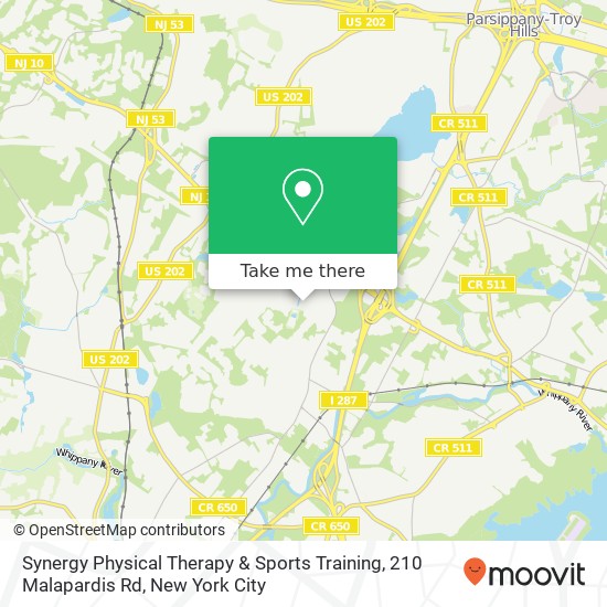 Mapa de Synergy Physical Therapy & Sports Training, 210 Malapardis Rd