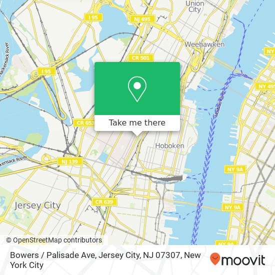 Mapa de Bowers / Palisade Ave, Jersey City, NJ 07307