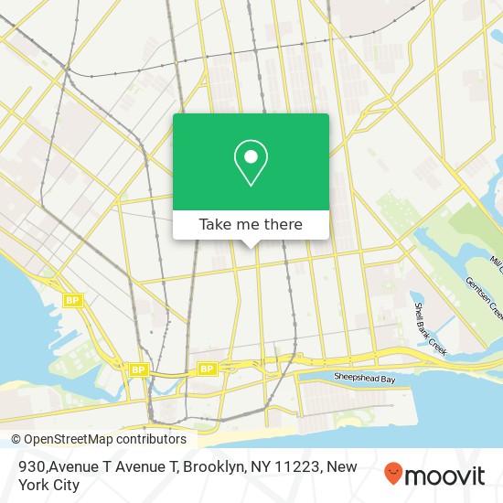 Mapa de 930,Avenue T Avenue T, Brooklyn, NY 11223