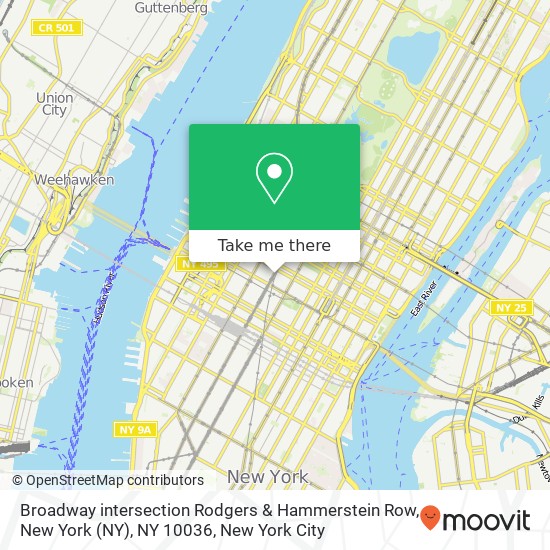 Mapa de Broadway intersection Rodgers & Hammerstein Row, New York (NY), NY 10036