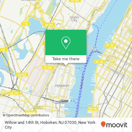 Mapa de Willow and 14th St, Hoboken, NJ 07030