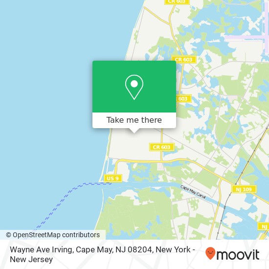 Mapa de Wayne Ave Irving, Cape May, NJ 08204