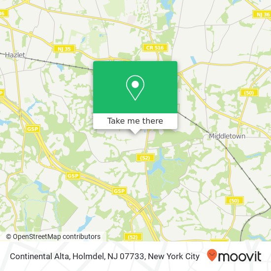 Mapa de Continental Alta, Holmdel, NJ 07733