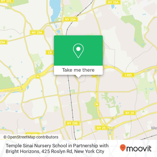 Temple Sinai Nursery School in Partnership with Bright Horizons, 425 Roslyn Rd map