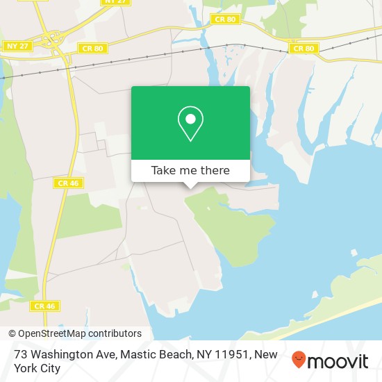 Mapa de 73 Washington Ave, Mastic Beach, NY 11951