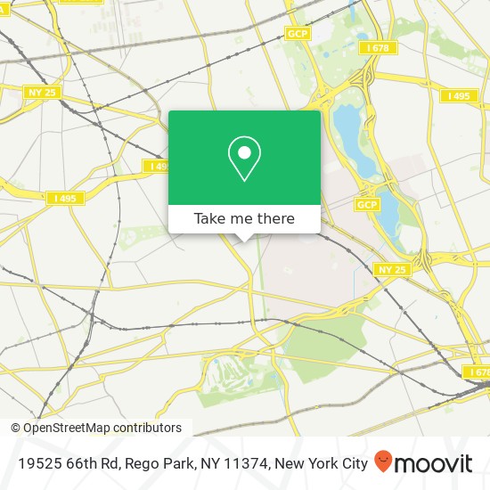 Mapa de 19525 66th Rd, Rego Park, NY 11374