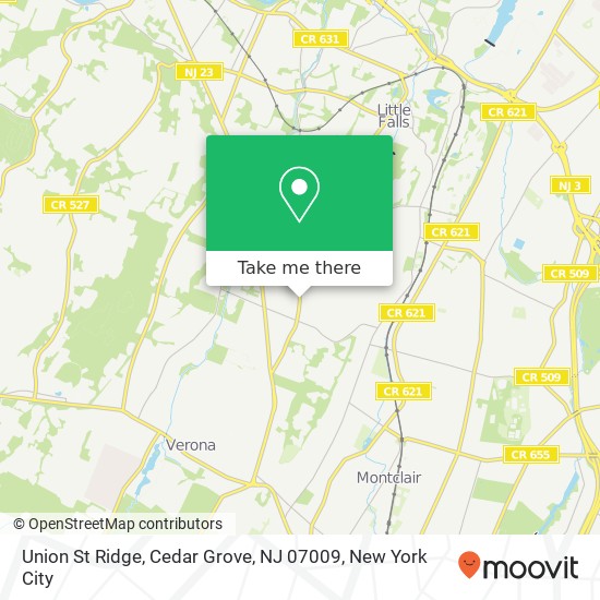Mapa de Union St Ridge, Cedar Grove, NJ 07009