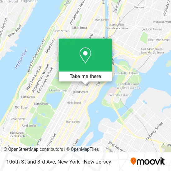 106th St and 3rd Ave map
