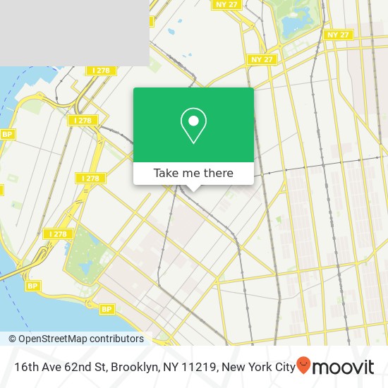 Mapa de 16th Ave 62nd St, Brooklyn, NY 11219