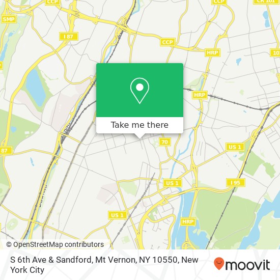 Mapa de S 6th Ave & Sandford, Mt Vernon, NY 10550