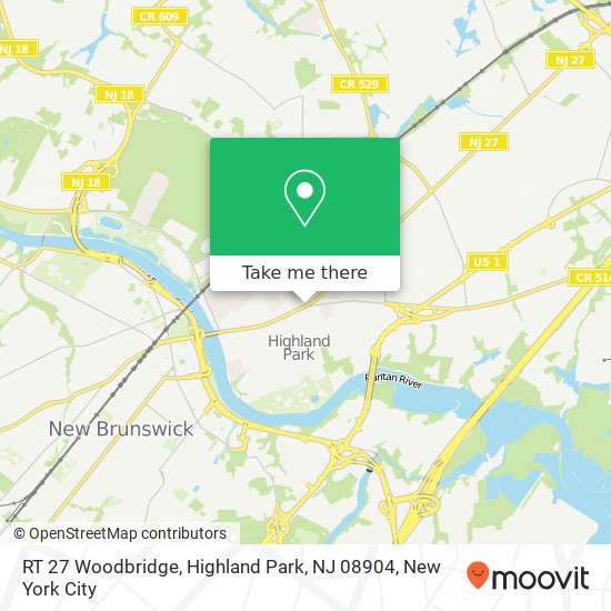 Mapa de RT 27 Woodbridge, Highland Park, NJ 08904