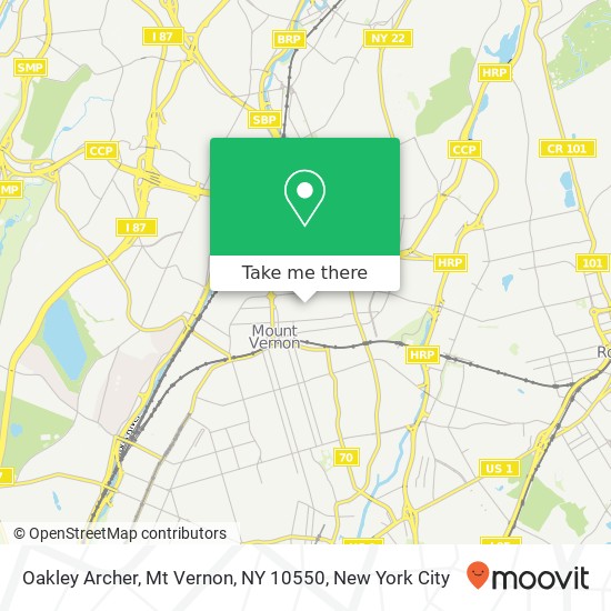 Mapa de Oakley Archer, Mt Vernon, NY 10550
