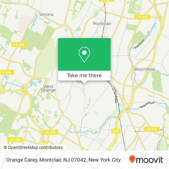 Mapa de Orange Carey, Montclair, NJ 07042