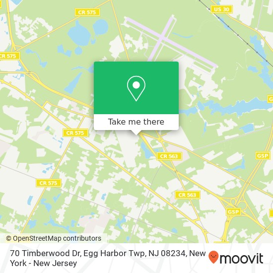 Mapa de 70 Timberwood Dr, Egg Harbor Twp, NJ 08234
