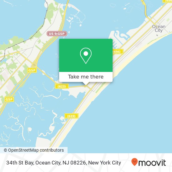 Mapa de 34th St Bay, Ocean City, NJ 08226