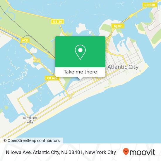 Mapa de N Iowa Ave, Atlantic City, NJ 08401