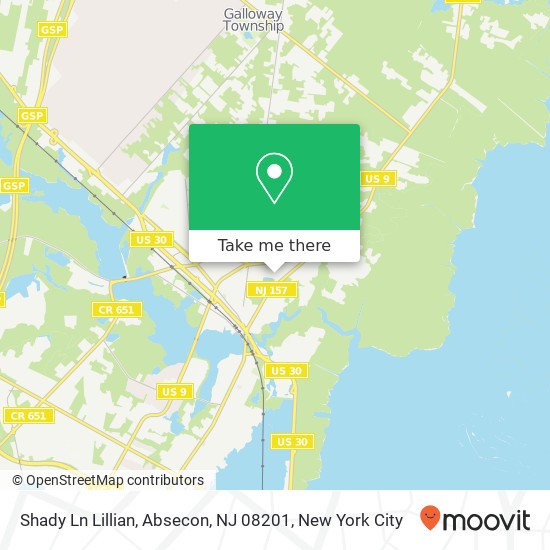 Mapa de Shady Ln Lillian, Absecon, NJ 08201