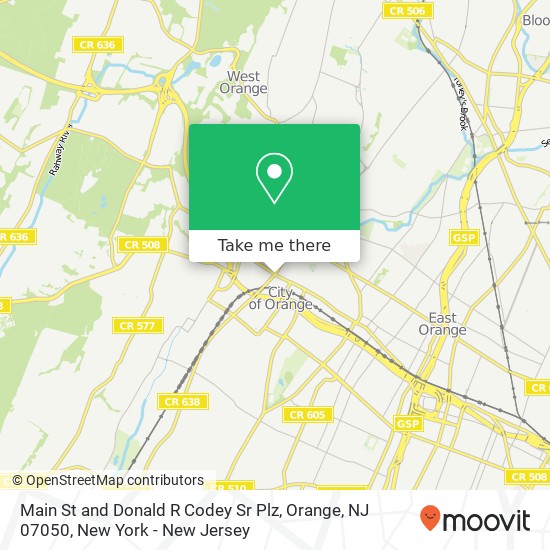 Main St and Donald R Codey Sr Plz, Orange, NJ 07050 map
