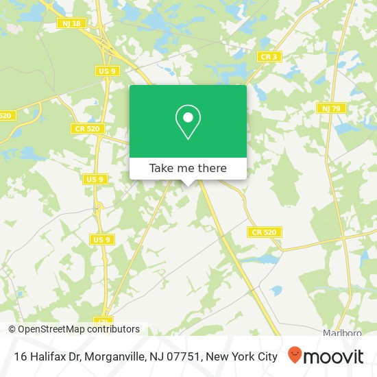 Mapa de 16 Halifax Dr, Morganville, NJ 07751